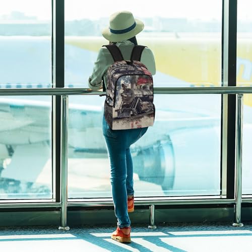 AIXIWAWA Lightweight Hiking Backpack Vintage Train Print, Foldable Waterproof Daypack for Camping Travel3