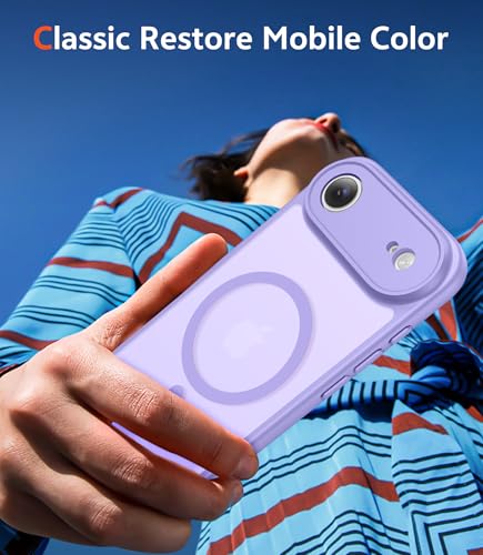 Image of FNTCASE for iPhone Air Case Matte: Magnetic Phone Cases with Screen Protector Drop Proof Compatible with Magsafe Slim Anti Yellowing Rugged Shockproof Protective Translucent Cell Cover (C-Purple)
