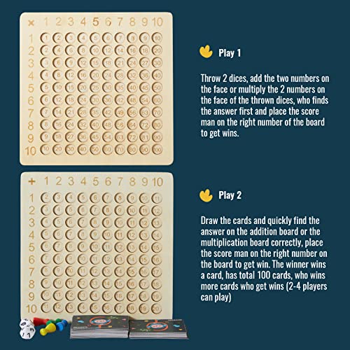 Asweets 2 in 1 Wooden Montessori Multiplication Addition Board Game Montessori Toy Educational Math Table Board Game Double-Sided Boards for Toddlers and Preschool Gifts for Kids - Image 6