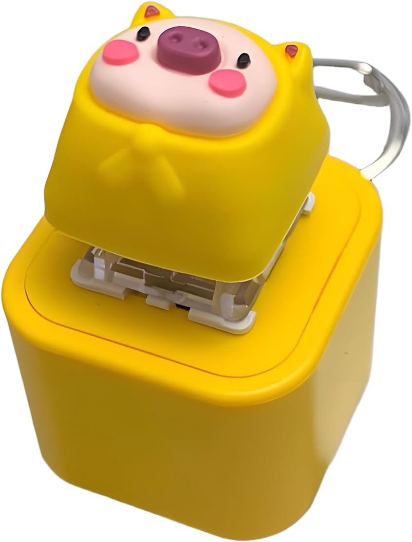 Hog Keychain, Keyboard Clicker Fidget Toy, Portable Rechargeable Lights Toys, Stress Reliefs Swine Keychain for Kids Adults Birthday Gift Home Bag Accessory, 1.38×1.77 inches