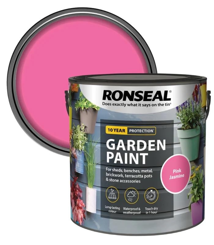 DUAYRA Garden Paint 2.5L | Quick Drying Outdoor Paints | All Purpose Long Lasting | Multicolor Water Based | Water Resistant Weatherproof Matt Finish | For Brickwork, Metal, Wood (Pink Jasmine)