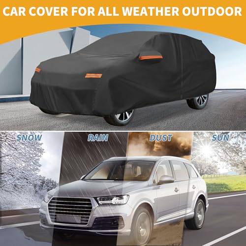 Image of Car Cover Waterproof All Weather Sun Rain Protection Full Exterior Cover for Honda CRV 7-Seater Black with Left Side Zippers