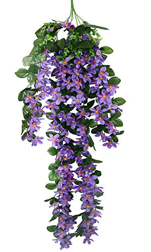 Image of Fourwalls Artificial Plastic and Polyester Orchid Floral Bale (100 cm Tall, Green /Purple)