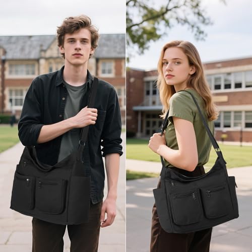 Image of Canvas Casual Messenger Bag Hobo Crossbody Bag Canvas Shouder Tote Handbag for Women and Men