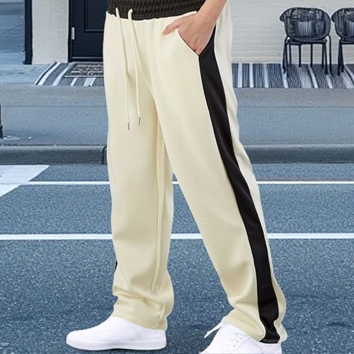Men's Fashion Color Block Sweatpants Casual Straight Leg Athletic Pants Lightweight Workout Running Baggy Pants2