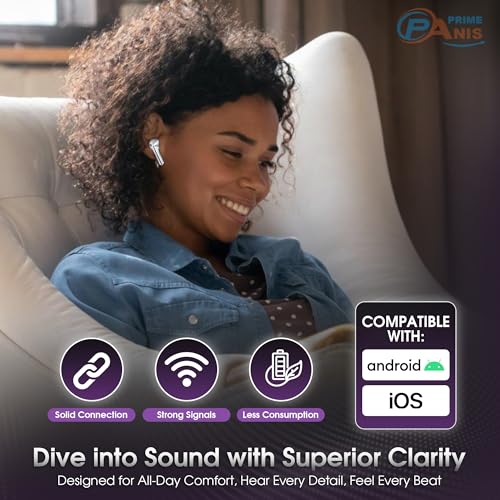 Image of Buds3 Pro TWS Wireless Earbuds, Bluetooth v5.4 Headphones, HiFi Stereo Deep Bass,USB-C | iOS /Android Compatible Earphones (White)