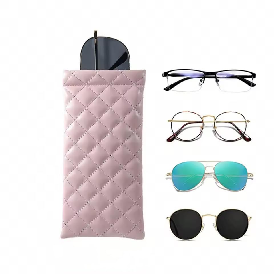 Estojo portátil para óculos de sol de couro PU macio bolsa bolsa bolso celular óculos de sol suporte organizador de óculos de sol, rosa, tamanho �nico