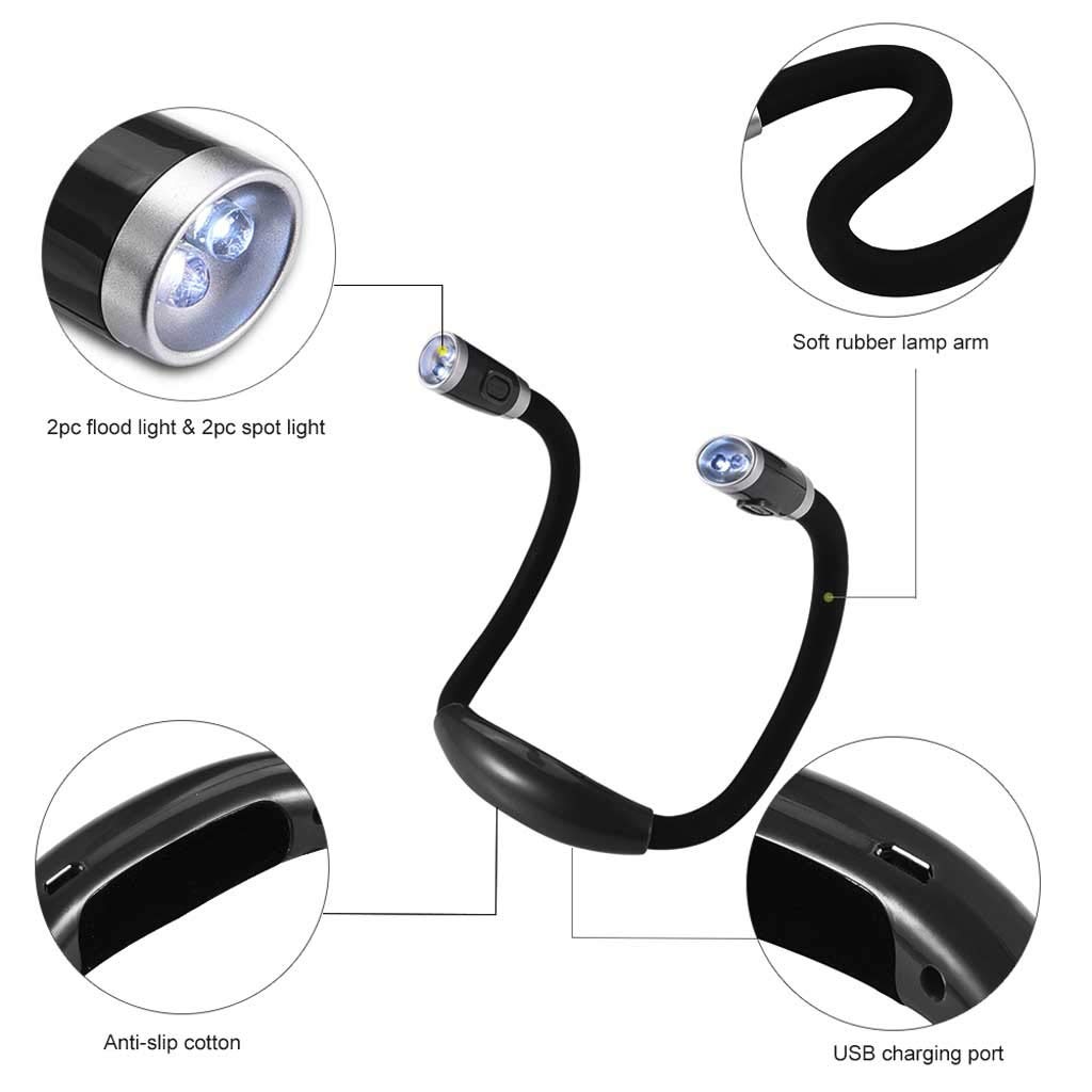 Lámpara de Escritorio La lectura de la luz brillante del cuello del abrazo de luz Libro Luces for leer en la cama la noche las luces LED de lectura lámpara de luz Led 4 Cuentas 3 Brillo ajustable para