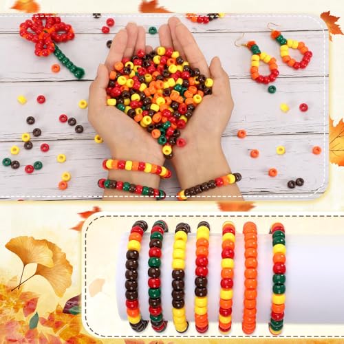 image for UPINS 1200Pcs Fall Pony Beads,Autumn Thanksgiving Pony Beads for Jewel