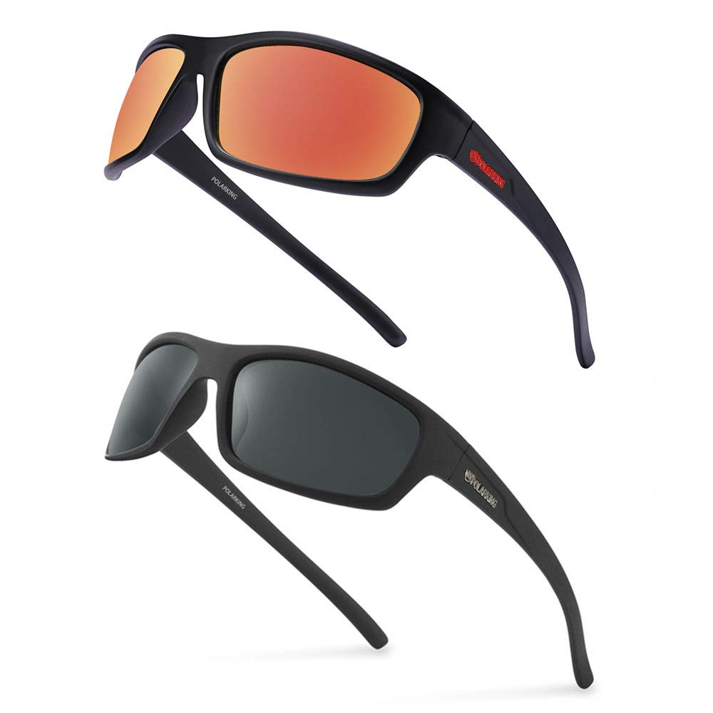 POLARKING Polarized Sport Sunglasses for Men Matte Finish Sun glasses Mirror Lens UV Blocking