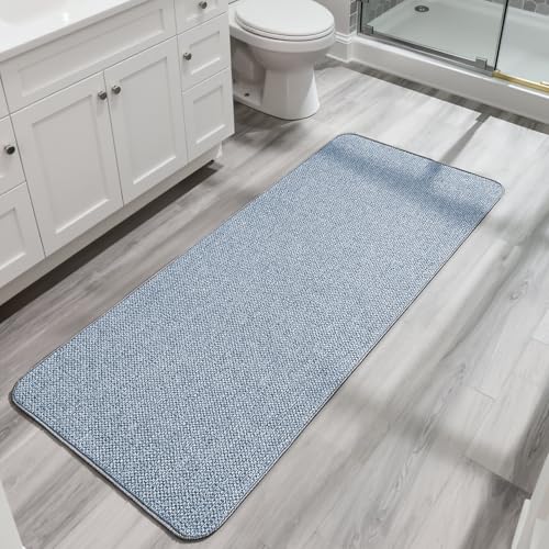 Image of Bosap Bath Mat,Ultra Thin Bathroom Runner Rugs,Large Bath Mats for Bathroom,Quick Dry,Non-Slip,Machine Washable,Low Pile,Bath Rug,Shower Outside,Sink,Home Decor Accessories.Blue,3'x6'(36x72inch)
