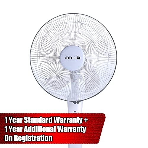 Image of IBELL STORM P10 WHITE High Speed Pedestal Fan, 5 Leaf, 406mm, 2 hour Timer, Stand fan with Copper Motor (White)