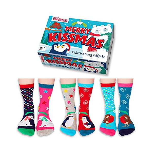 Merry Kissmas Weihnachten Oddsocks Socken in 37-42 im 6er Set - Strumpf