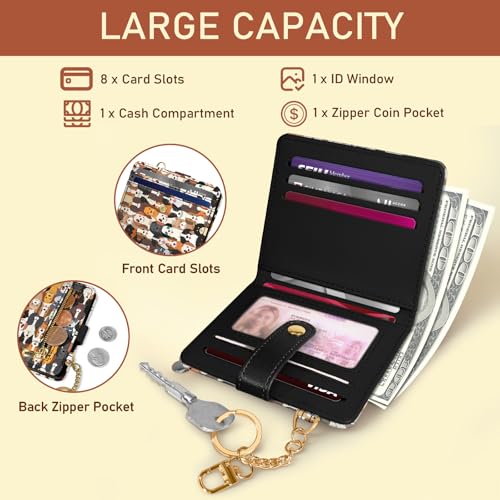 Image of Jogjam Dogs Puppy Rfid Women Wallet, Small Slim Thin Credit Card Holder | Compact, PU Leather Bifold, Cash Zipper Coin Pocket, ID Window, For Female Ladies Teen Girls Girly, Down Size