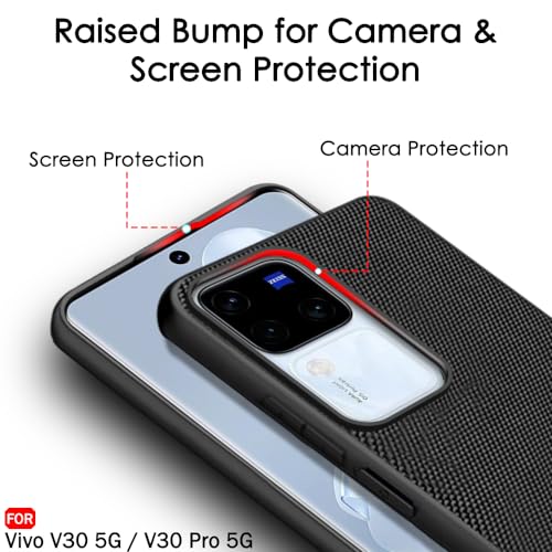 Image of TheGiftKart Back Cover Case for Vivo V30 / V30 Pro 5G | Slim & Lightweight | Ultra-Premium Design | Camera Protection Bump | Fabric Texture Case Cover (PC & TPU, Black)
