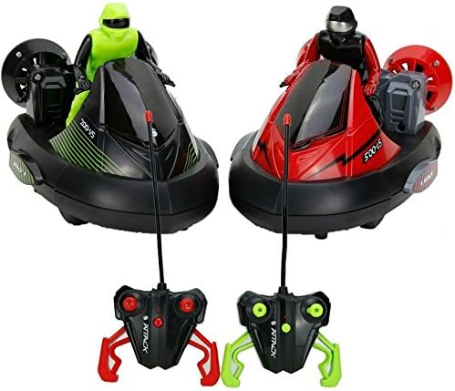 SZJJX RC Battle Bumper Cars, Set of 2 Stunt Remote Control VS Vehicles 27MHz/40MHz , Speed Electric Trucks with Ejectable Drivers Red/Green