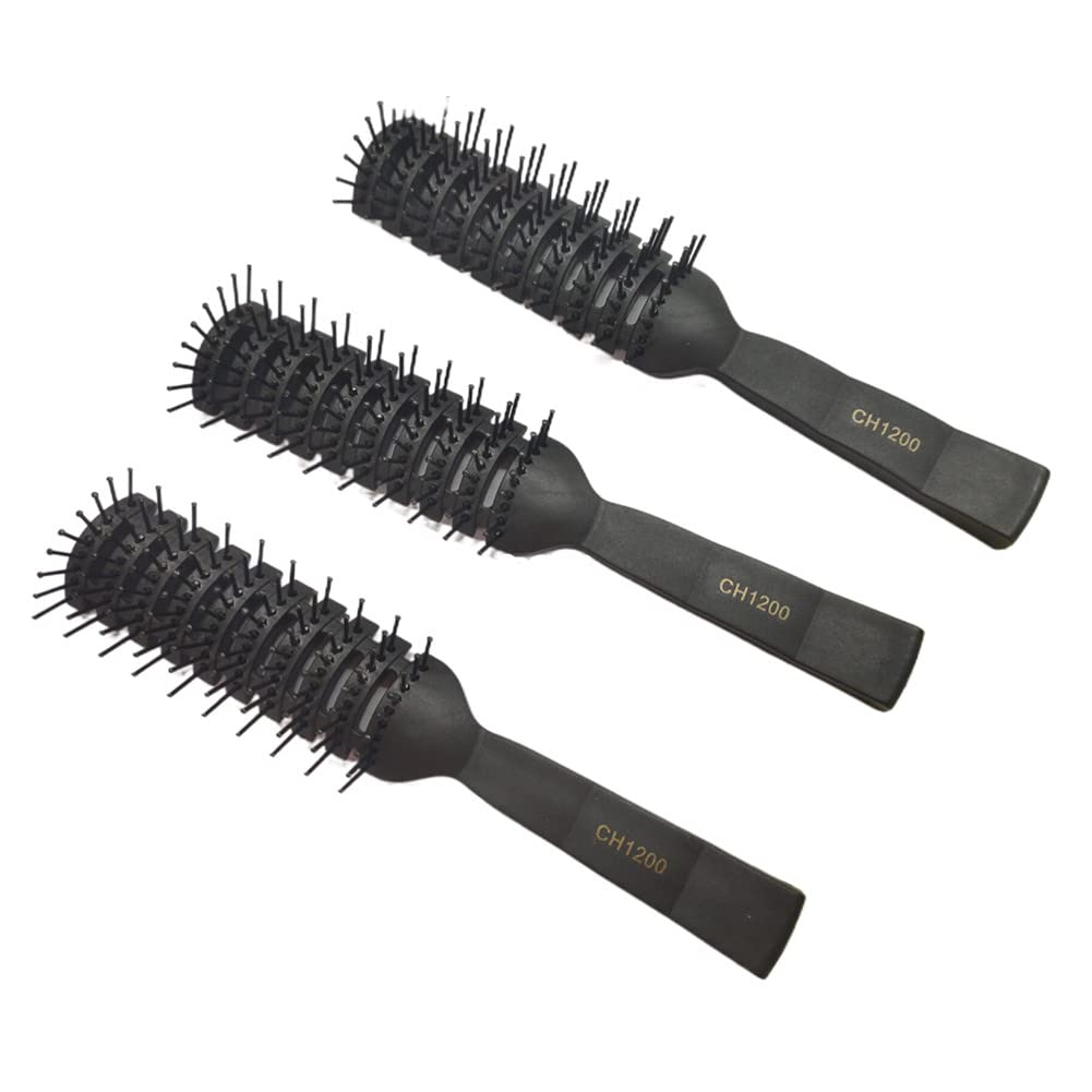 Haarbürste für Haare, schnell föhnend, antistatisch, entwirrend, Kamm für lange, kurze, nasse, lockige, glatte Männer, Frauen, 3 Stück (schwarz)