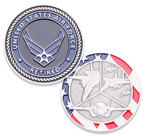 Air Force Retired Challenge Coin - United States Air Force Retired Challenge Coin - Amazing US Air Force Military Coin - Designed by Military Veterans!