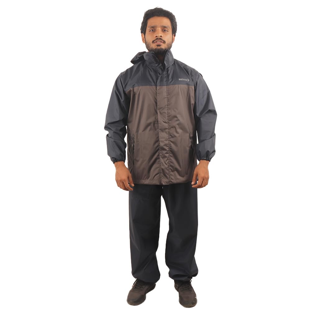 Arcus PU Coated Jacket and Trouser Raincoat, Waterproof, Detachable Hood with Drawstring Adjuster, Flaunt Side Pocket, Elasticated Pull-On Pant, Color- Grey-Blue-image-16