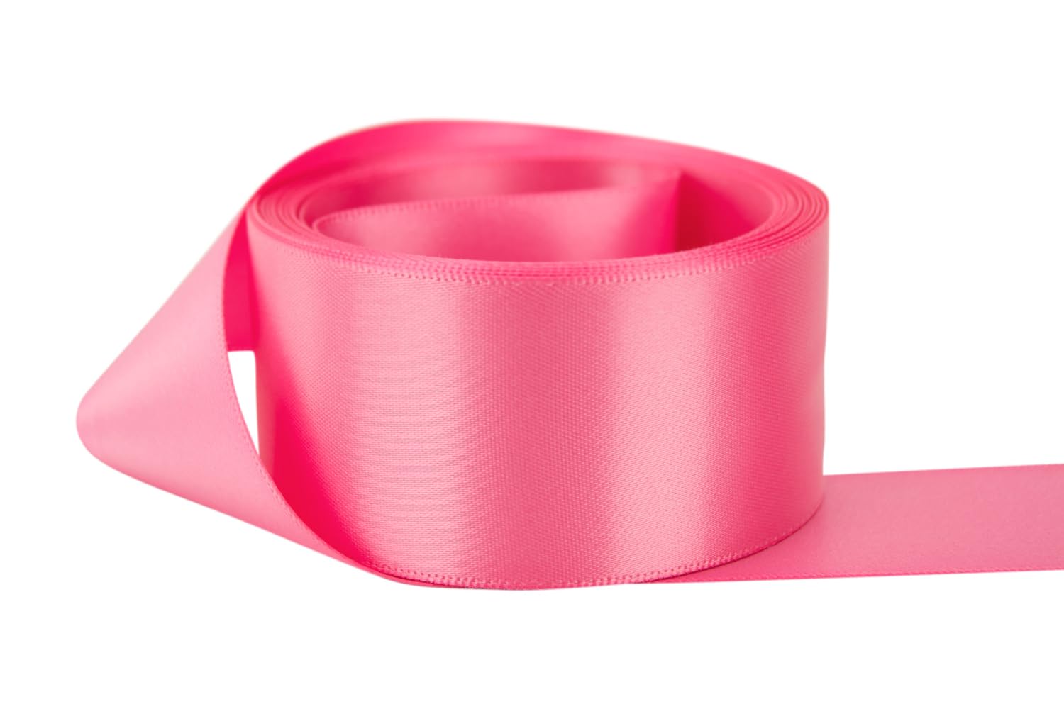 Ribbon Bazaar Double Faced Satin - Premium Gloss Finish - 100% Polyester Ribbon for Gift Wrapping, Crafts, Scrapbooking, Hair Bow, Decorating &amp; More - 5/8" Hot Pink 50yd Spool