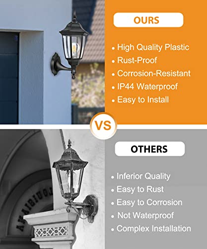 Fudesy Outdoor Wall Porch Lights, Exterior Waterproof Wall Sconce Light Fixture, Black Plastic Wall Lantern Wall Mount Lighting For Front Door, Garage, Patio thumb #4