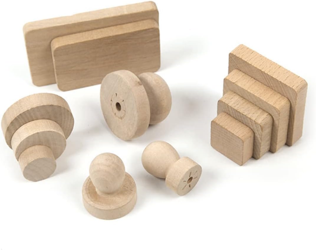 10pcs Wooden Stamps Base 3.8x1.2cm Round Blocks for Engraving Patterns Custom DIY Crafts