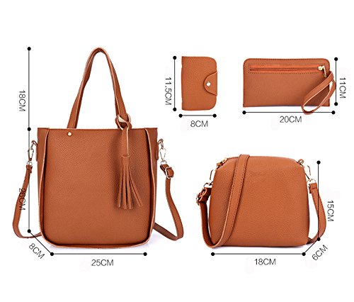 Fashion Handbag for Women PU Leather Shoulder Bags Tote Satchel 4pcs Purse Set3