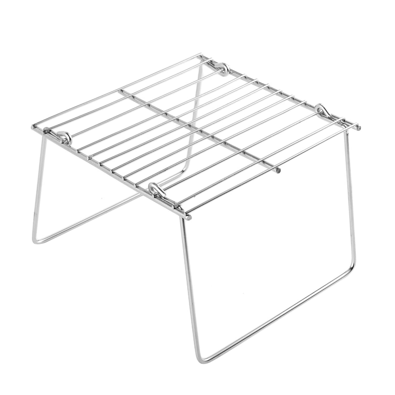 POPETPOP Portable Stainless Steel Bbq Rack Mini Foldable Barbecue Grill for Outdoor Cooking for Camping and Picnics Compact Design with Capacity Easy to Assemble