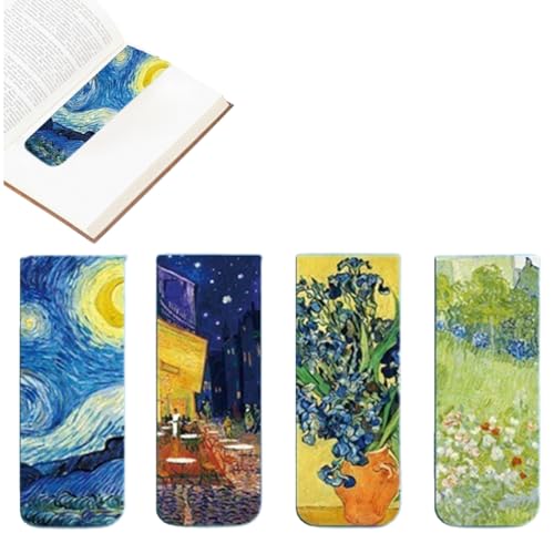4 pezzi creativi dipinti di fama mondiale Monet Van Gogh stile vintage letterario arte libro titolare, segnalibri creativi, adatto per gli studenti, lettura, insegnanti, casa, ufficio, scuola, pittura