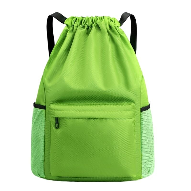 Sacca Zaino sportivo con coulisse, borsa a tracolla grande capacità, for palestra, nuoto e spiaggia, for donne uomini(Green-L)