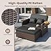 GIANTEX Lounge Möbel Outdoor, Rattan Gartenlounge Set mit Hocker, Gartensofa mit Liegefunktion, Balkon Lounge Set, Doppelliege Outdoor Sofa, Balkonmöbel Sonneninsel (Gemischtes Braun+Schwarz)