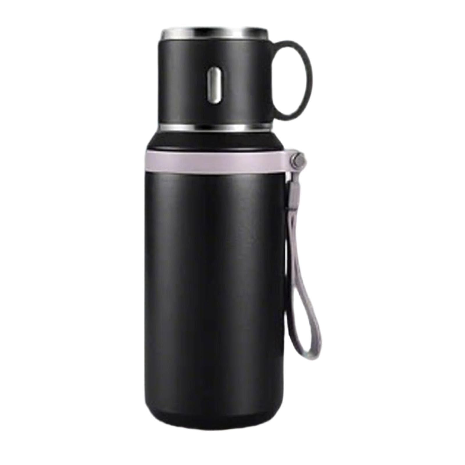 Borraccia termica con ventola integrata, tazza di raffreddamento portatile 2 in 1, design termico in acciaio inox, per viaggi e sport all'aria aperta, con cordino incluso