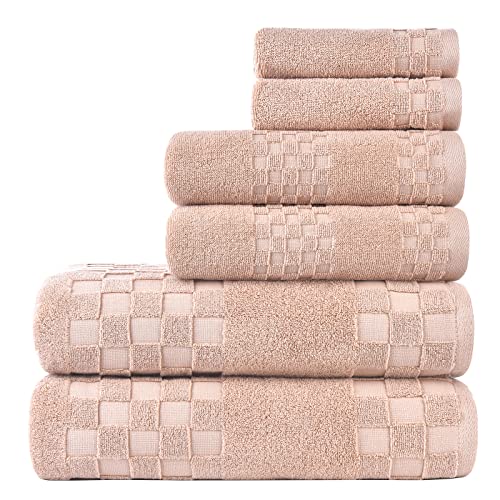 Diaojia Bath Towels Blue Towel Soft 6 Piece, Cotton Anti Odor Family Towels, Highly Absorbent Quick-Drying Lightweight Spa Towel For Bathroom 2 Bath Towel 2 Washcloth 2 Hand Towel (Brown) #TOP20