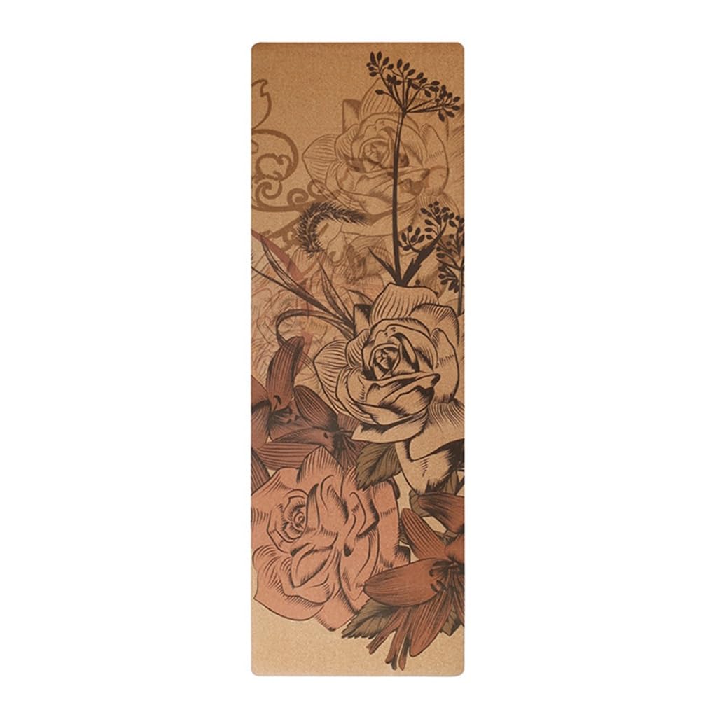 Premium Esterilla de Yoga de Corcho 72" X 24" Antideslizante Resistente al Sudor Esterilla de Pilates con Líneas de Alineación para Bikram, Hot Yoga (Color : Style5)