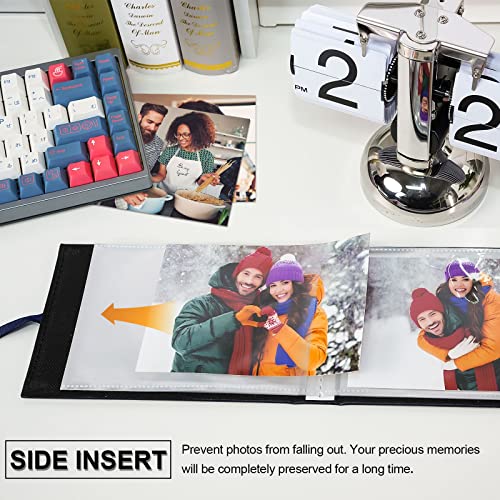 Vienrose 01 Small Photo Album 4X6, Mini Picture Book With 26 Pockets, Clear Pages Holds 52 Photos, Linen Fabric Cover Postcards Photobook Black 1 Pack thumb #4