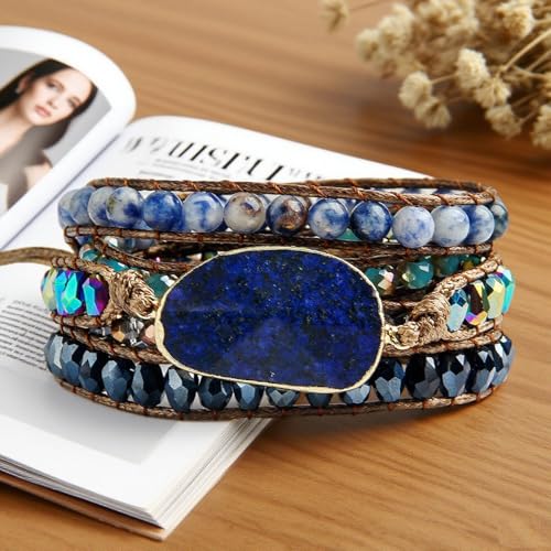 Image of Boho Stone Wrap Bracelet for Women,Turquoise Beaded Bracelet Jewelry Gift