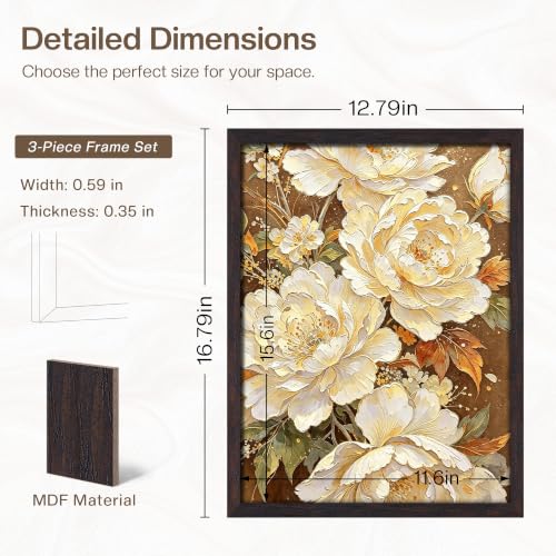 Image of Picrit 12x16 Picture Frame 3 Pack, Wall Mount Display, Walnut Wood Grain