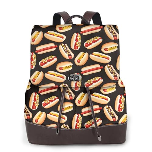 Sac à dos en cuir femme Fun Food Hot Dogs : mini sac urbain original et tendance