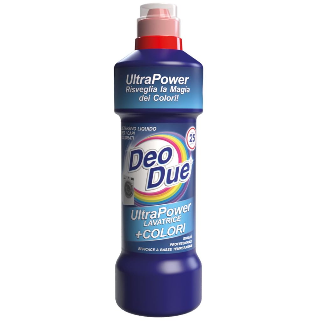 Deo Due Ultra Power Lavatrice + Colore - Detergente líquido para la lavadora, ideal para tus prendas de colores, 25 lavados de 1000 ml + llavero Beni Culinari gratuito