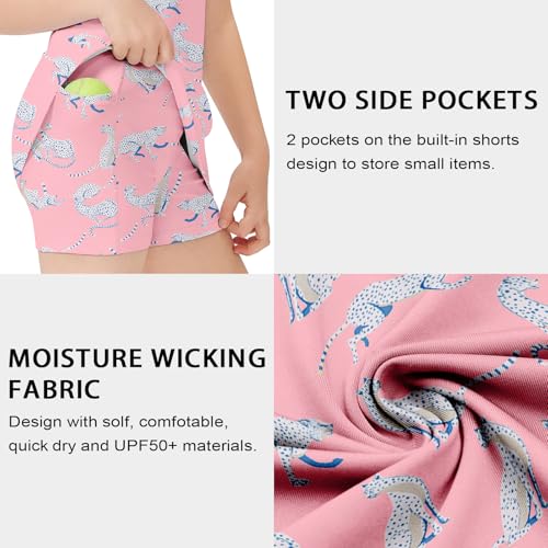 Soneven Girls Tennis Dresses Sleeveless Golf Dress with Shorts Ruffle Sleeve Athletic Dress with Pockets4