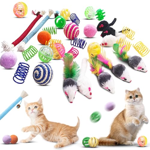 Cat Toys for Indoor Cats - 34 Packs Interactive Set with Colorful...