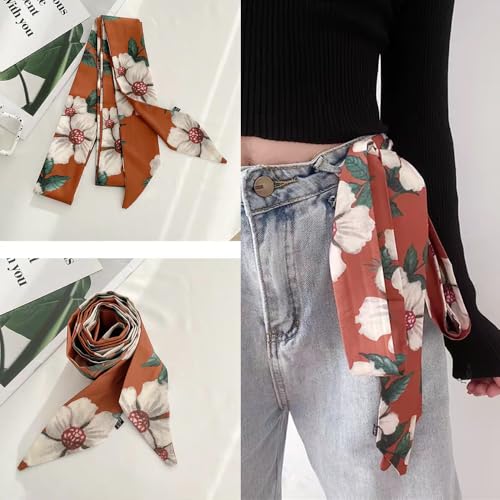 Women Knotted Waist Skinny Scarf Belt,Jeans Dress Ribbon Scarf Sash,Vintage Long Hair Tie Bag Scarf Belt Accessories2