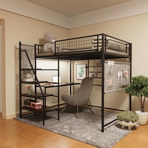 Opiniones de Litera Matrimonial E Individual Coppel - los más vendidos. 47 KEIKI - Cama de Metal Tipo Loft de tamaño matrimonial con computadora y escaleras, Marco de Cama de Metal Tipo Loft de Alta Resistencia con estación de Carga integrada e...