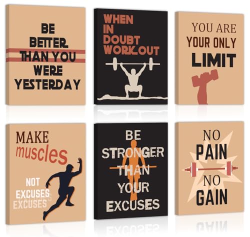 Image of CHDITB Motivational Fitness Canvas Wall Art, Inspirational Quotes Artwork, Gym Workout Wall Decor, Vintage Exercise Poster, Retro Sports Art Prints for Living Room Bedroom Decor (8X10 Inch)