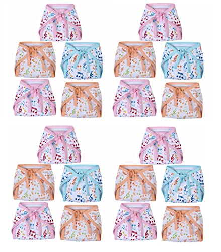 Image of Printed Cotton Hosiery Washable & Reusable Adjustable Cloth Langot Diaper with Insert Cushioned Padded Nappy Tying Langot for Babies- Pack of 20 (Medium, Multicolor)