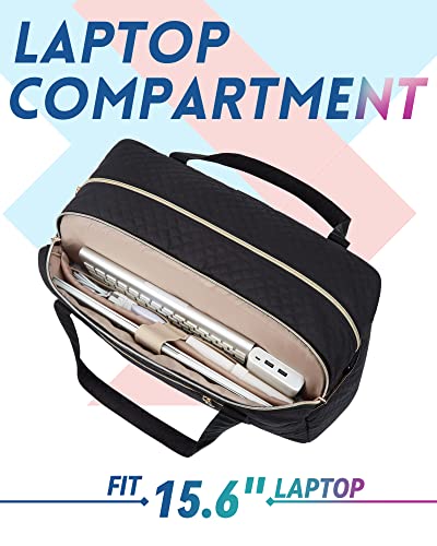 Travel Duffle Bag, Bagsmart 31L Quilted Weekender Overnight Bag For Women With Laptop Compartment, Large Carry On Airport Bag With Wet Pocket & Shoe Bag For Travel, Business Trips, Sports(Black) #TOP3