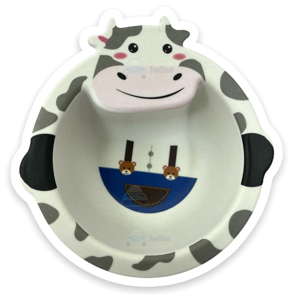 FunBlast Baby Feeding Bowl – Cow Design Eco Friendly Bamboo Fiber Bowl for Kids/Baby Utensils Feeding Bowl Tableware for Kids and Toddlers (Multicolor; 1 Pc)-image-31