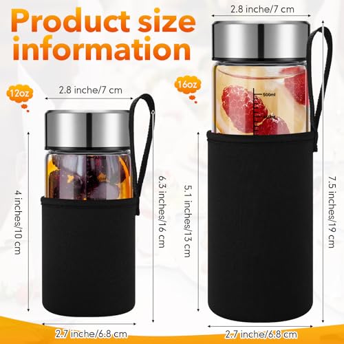 Vesici 6 Pack Glass Juice Bottles Wide Mouth 16 Oz with Stainless Steel Lid - image 2
