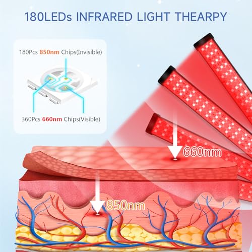 Red Light Therapy for Body, 660nm&850nm Infrared Light Therapy with Tripod, 3 in 1 Chips 180LEDs Infrared Red Light Therapy for Home/Office Use - Image 3
