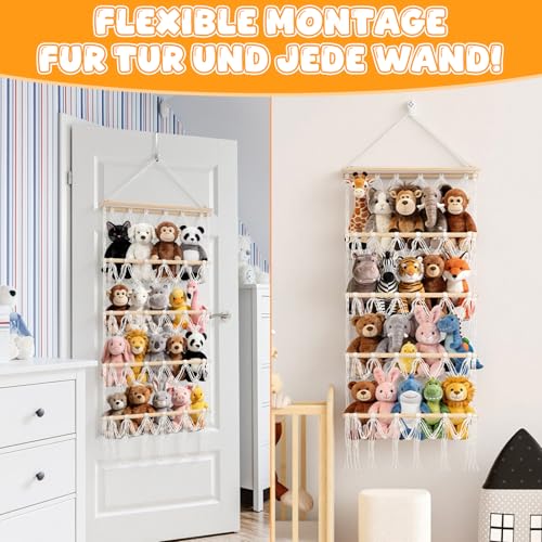 Rangement doudous macramé 42cm libère l'espace au sol chambre - 5